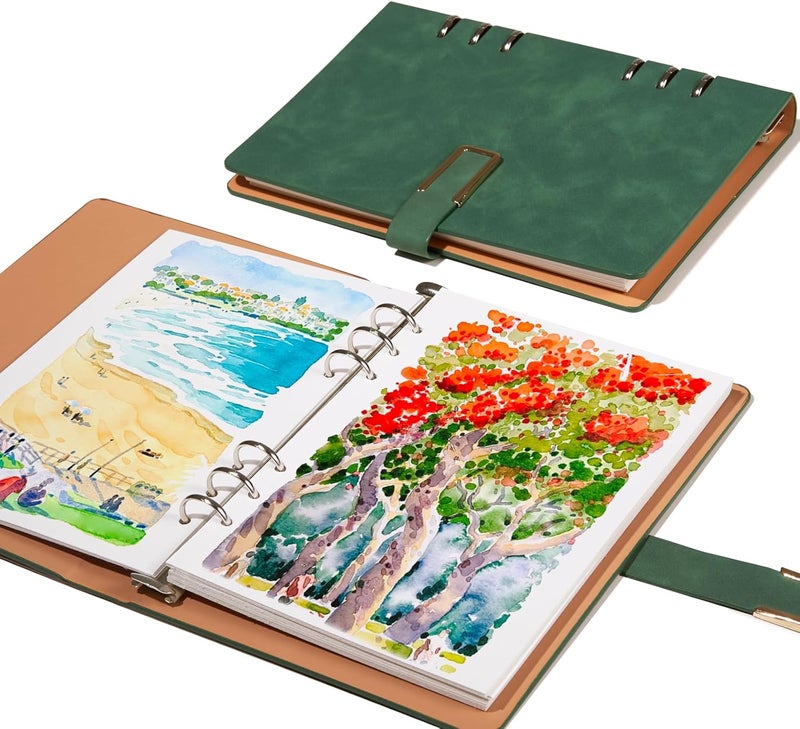 Lightwish Watercolor Sketchbook,100% Cotton Acid Free Watercolor Journal,300gsm/140lb Hot Press Watercolor Paper for Artists,Adults,Students,20 Sheets,9.25 * 6.3 Inches - Image 1